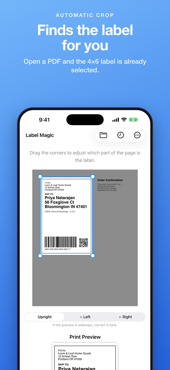 Label Magic finds the label on the page automatically