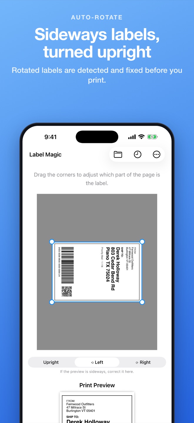 Sideways labels are turned upright